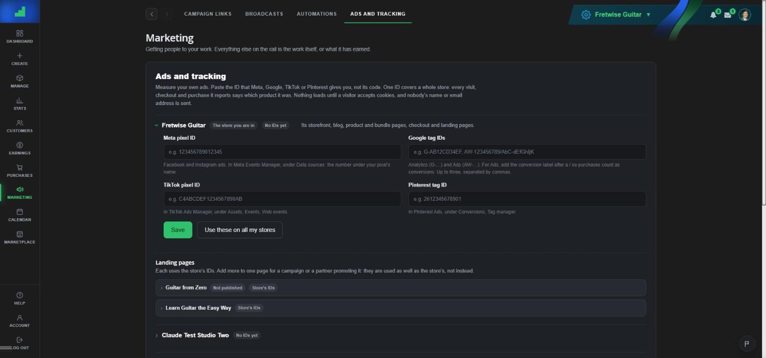 Measure your ads: paste your Meta, Google, TikTok or Pinterest ID.