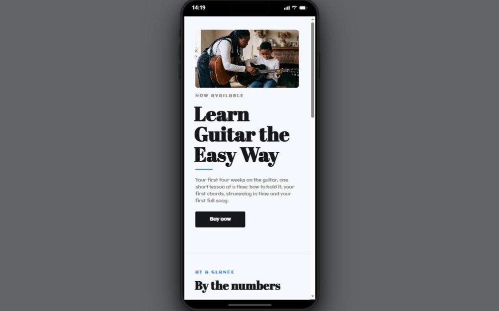 The same sales page laid out for a phone